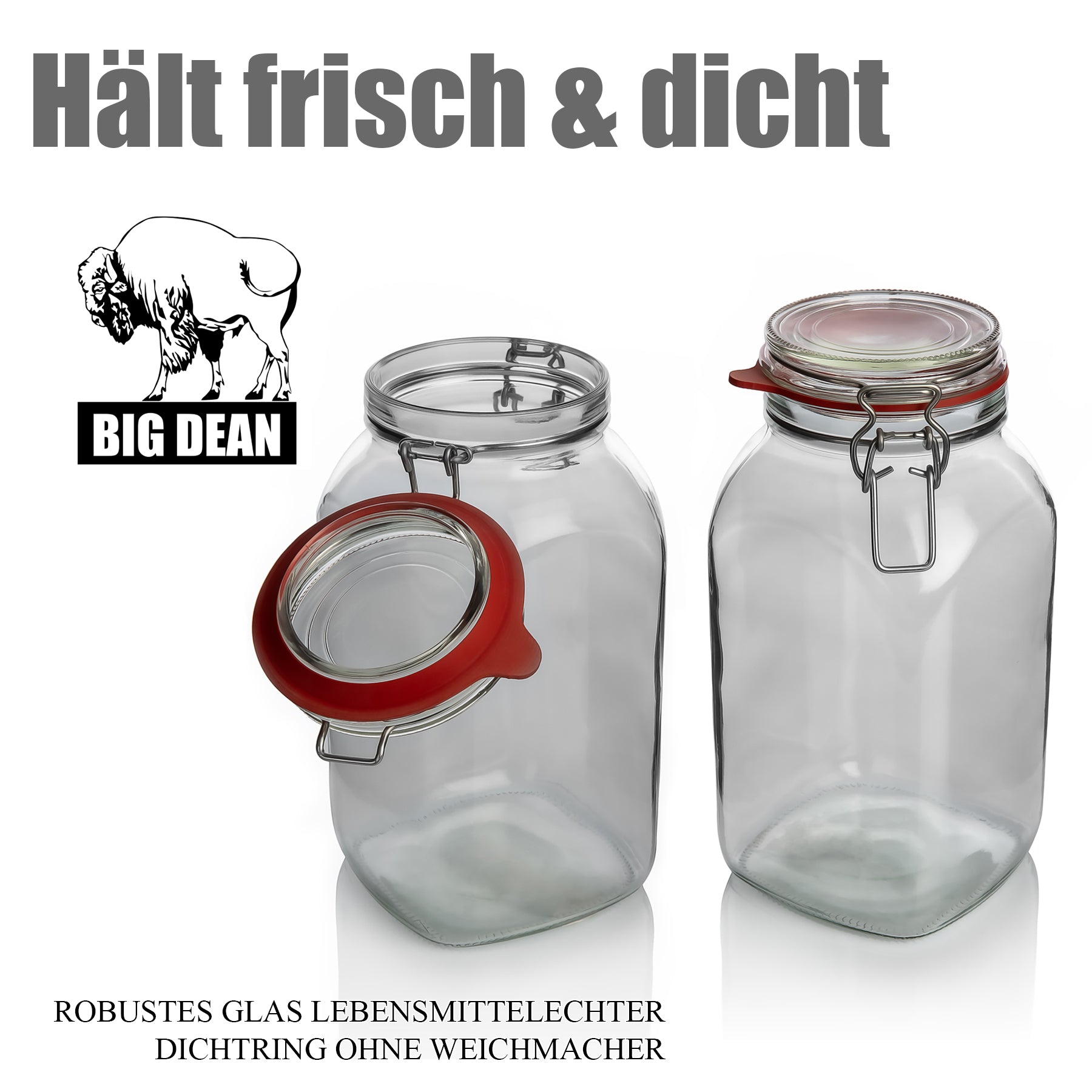 3x Vorratsgläser mit Bügelverschluss 2,5L luftdicht transparent Einmachgläser spülmaschinengeeignet 4