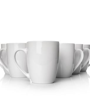 6 Stück Kaffeebecher 300ml aus hochwertigem echtem Porzellan - Kaffeetasse weiß  6