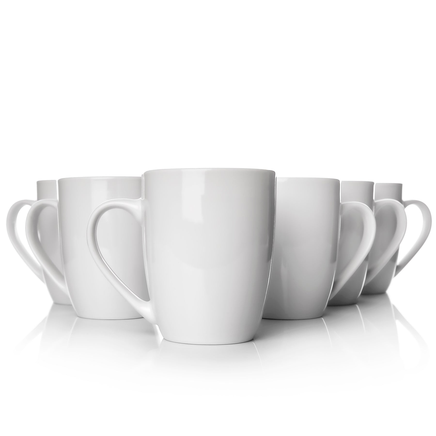 BigDean 6 Stück Kaffeebecher 300ml Kaffeetassen Porzellan - Kaffeetasse weiß - Kaffeetassen Set groß mit Henkel - Tassen zum Bemalen - spülmaschinenfest kratzfest & stoßfest image 6
