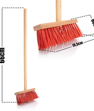 Kinder Besen Straßenbesen mit extra starken roten Borsten + stabilem Holzstiel – Kinder Gartengeräte 3