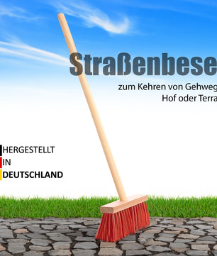 Kinder Besen Straßenbesen mit extra starken roten Borsten + stabilem Holzstiel – Kinder Gartengeräte 5