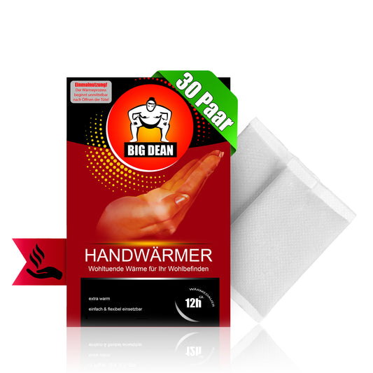 BigDean 60 Stück (30 Paar) Handwärmer für bis zu 12h Wärme – sofort einsatzbereite Wärmekissen – ideal für outdoor Aktivitäten – extra warme Taschenwärmer – Wärmepads