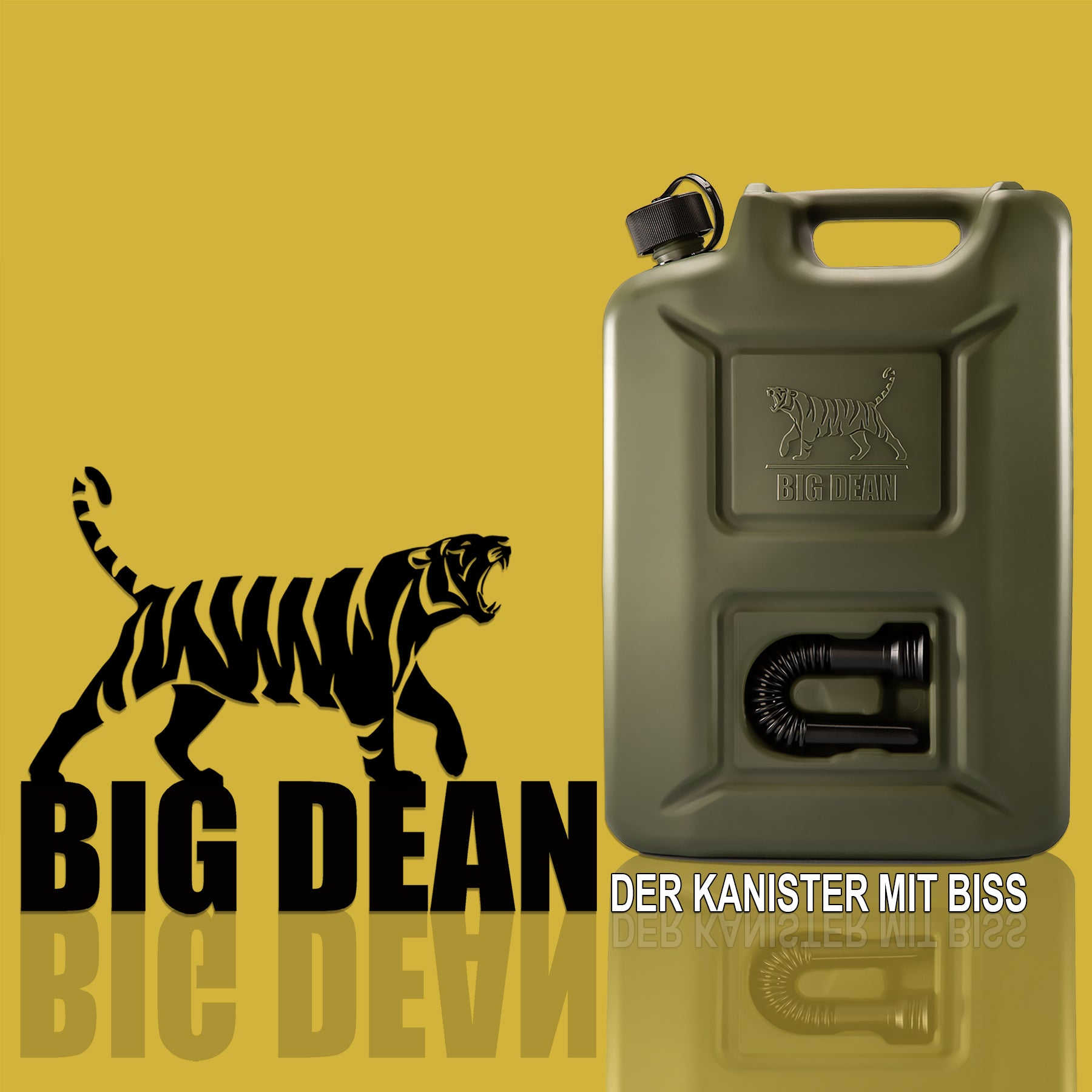 BigDean 2 Stück Benzinkanister 20L in Olivgrün mit flexiblem Ausgießer - Kraftstoffkanister für Benzin & Diesel - Kanister Dieselkanister Reservekanister - Made in Germany  2