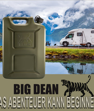 BigDean 2 Stück Benzinkanister 20L in Olivgrün mit flexiblem Ausgießer - Kraftstoffkanister für Benzin & Diesel - Kanister Dieselkanister Reservekanister - Made in Germany  5