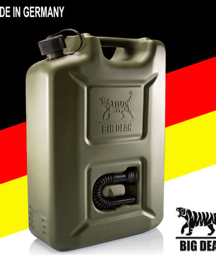 BigDean 5 Stück Benzinkanister 20L in Olivgrün mit flexiblem Ausgießer - Kraftstoffkanister 3