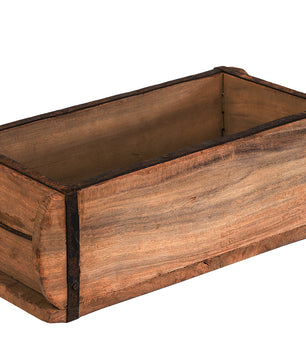 Alte Ziegelform Holzkiste mit Metallbeschlägen Ordnungsbox 1 Kammer Allzweckkiste Antik Altholz 32 x