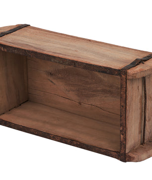 Alte Ziegelform Holzkiste mit Metallbeschlägen Ordnungsbox 1 Kammer Allzweckkiste Antik Altholz 32 x 3