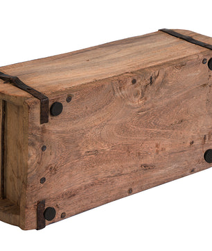 Alte Ziegelform Holzkiste mit Metallbeschlägen Ordnungsbox 1 Kammer Allzweckkiste Antik Altholz 32 x 4