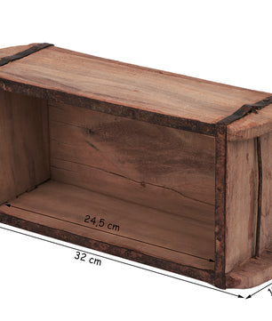 Alte Ziegelform Holzkiste mit Metallbeschlägen Ordnungsbox 1 Kammer Allzweckkiste Antik Altholz 32 x 5