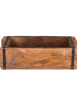 Ziegelform 32x14x9 cm - Ein-Kammer - Vintage Holzkiste mit Metallbeschlägen 2