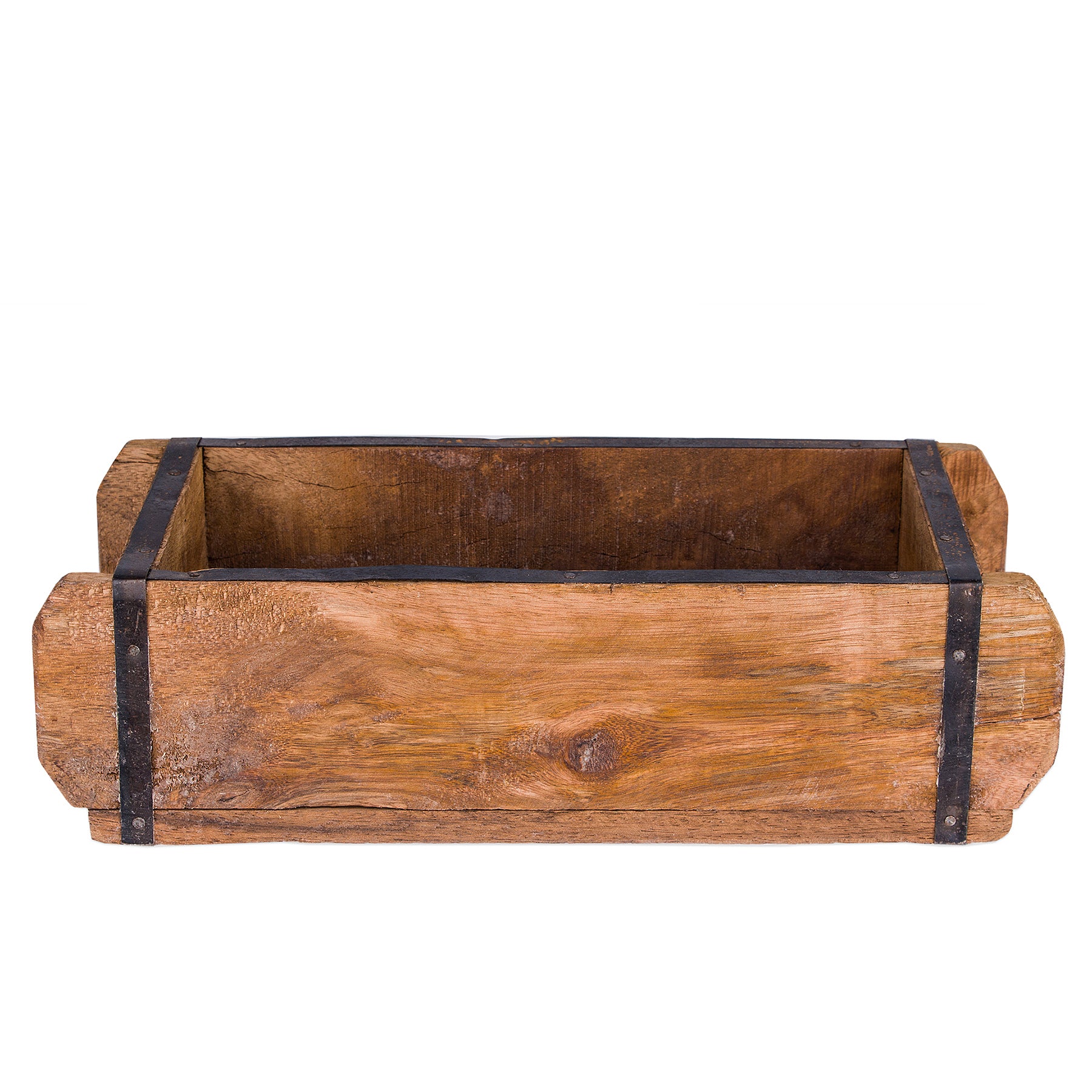 Ziegelform 32x14x9 cm - Ein-Kammer - Vintage Holzkiste mit Metallbeschlägen 2