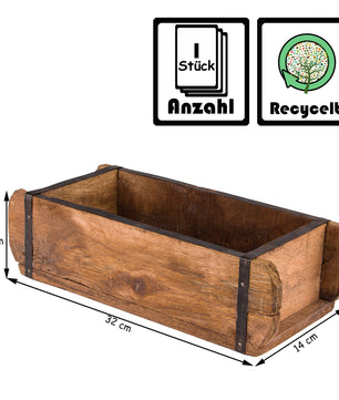 Ziegelform 32x14x9 cm - Ein-Kammer - Vintage Holzkiste mit Metallbeschlägen 5