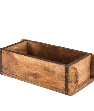 2x Ziegelform 32x14x9 cm - Ein-Kammer - Vintage Holzkiste mit Metallbeschlägen 3