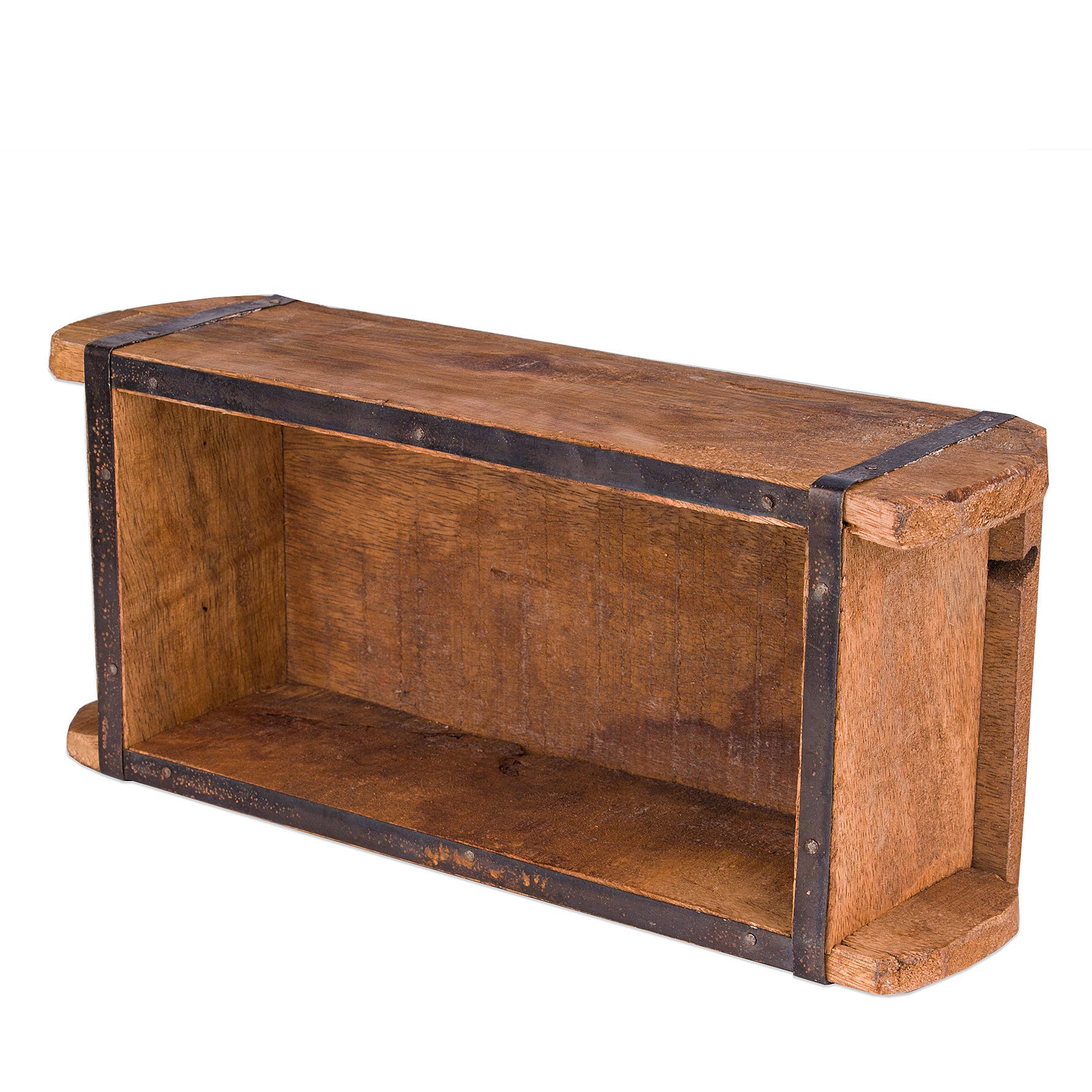 2x Ziegelform 32x14x9 cm - Ein-Kammer - Vintage Holzkiste mit Metallbeschlägen 4
