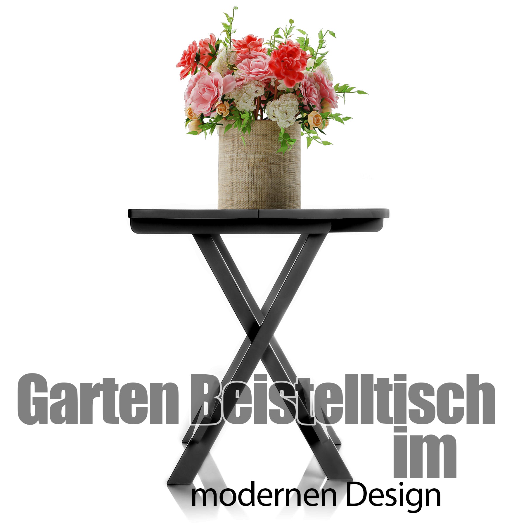 kleiner campingtisch beistelltisch Klapptisch klein in Anthrazit aus Kunststoff LxBxH 45x43x50cm – wetterfester Campingtisch – Beistelltisch – Kleiner & Leichter Esstisch, Gartentisch und Balkontisch – BigDean