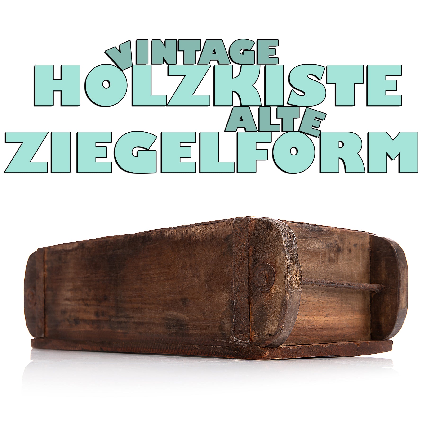 Ziegelform in Braun 32x14,5x9cm (LxBxH) – rustikale vintage Ordnungsbox mit Metallbeschlägen 2