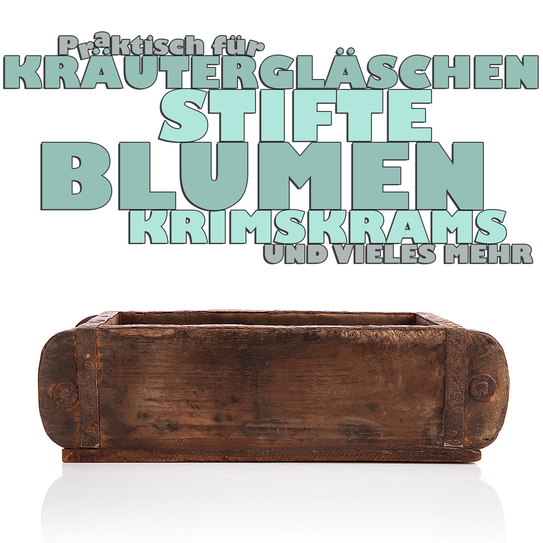 Ziegelform in Braun 32x14,5x9cm (LxBxH) – rustikale vintage Ordnungsbox mit Metallbeschlägen 4