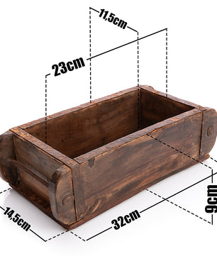 Ziegelform in Braun 32x14,5x9cm (LxBxH) – rustikale vintage Ordnungsbox mit Metallbeschlägen 5