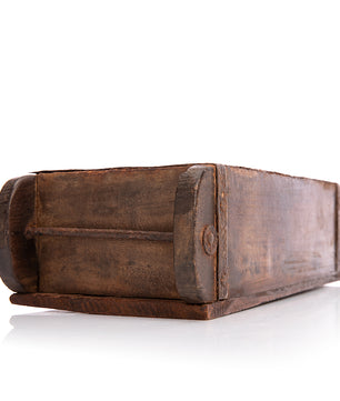 Ziegelform in Braun 32x14,5x9cm (LxBxH) – rustikale vintage Ordnungsbox mit Metallbeschlägen 6