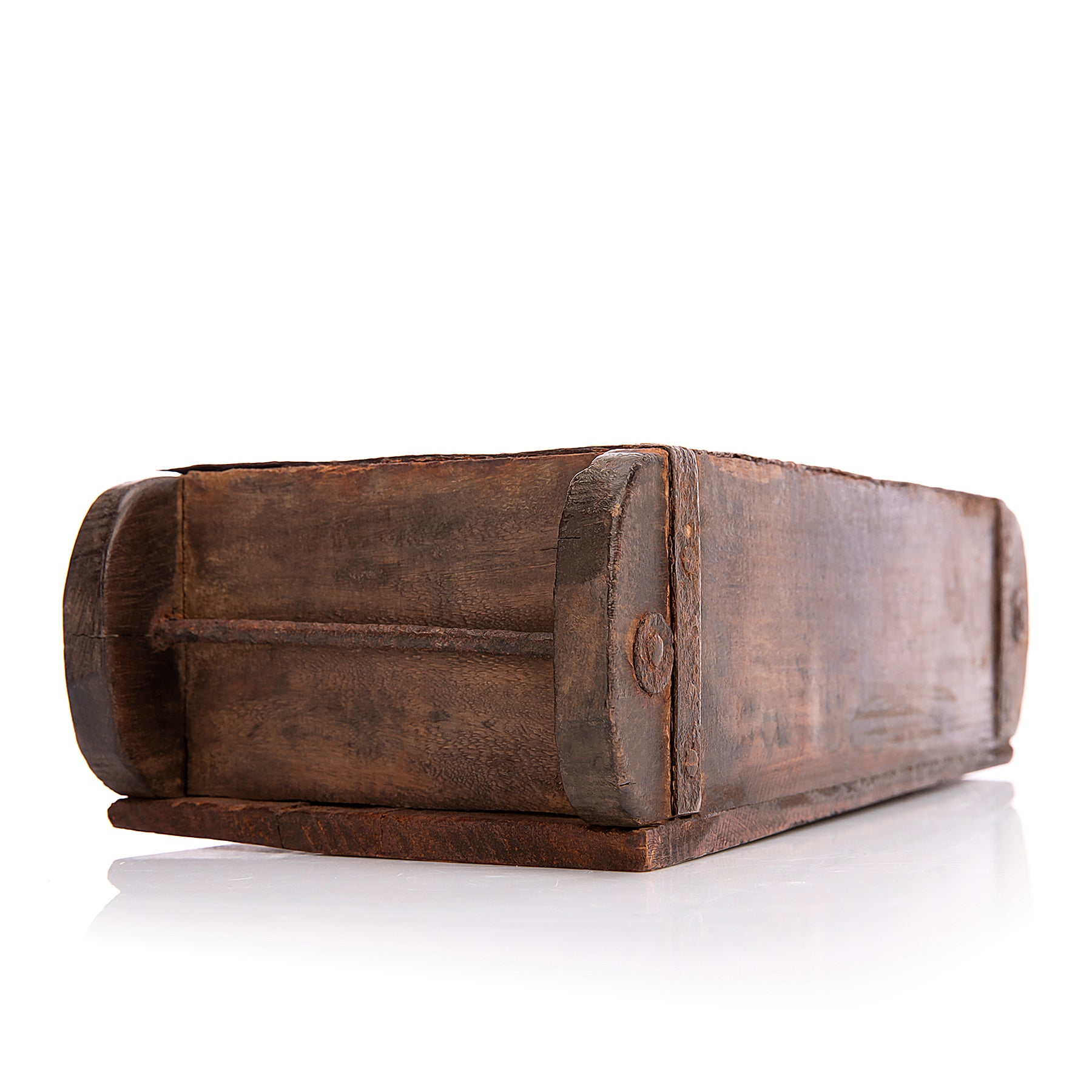 Ziegelform in Braun 32x14,5x9cm (LxBxH) – rustikale vintage Ordnungsbox mit Metallbeschlägen 6