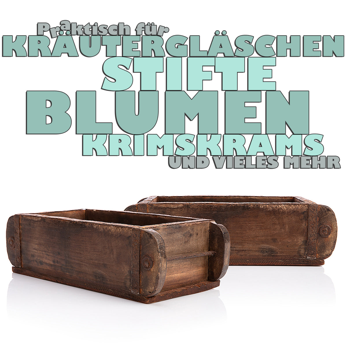 BigDean 2 Stück Ziegelform in Braun 32x14,5x9cm (LxBxH) – rustikale vintage Ordnungsbox mit Metallbeschlägen aus Echtholz – Deko Holzkiste gefertigt aus Altholz – jedes Stück ein Unikat image 4