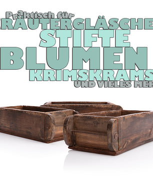 3 Stück Ziegelform in Braun 32x14,5x9cm (LxBxH) – rustikale vintage Ordnungsbox mit Metallbe 4