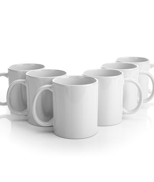 6 Stück große Kaffeebecher weiß 300ml aus hochwertigem Porzellan - Kaffeetasse weiß  6