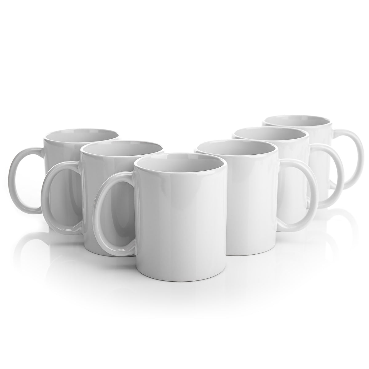 BigDean 6 Stück große Kaffeebecher weiß 300ml spülmaschinenfest aus hochwertigem Porzellan - Tassen zum Bemalen - Kaffeepott Glühweinbecher Kaffeetasse weiß - Kaffeetassen Set groß image 6