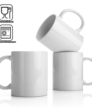 6 Stück große Kaffeebecher weiß 300ml aus hochwertigem Porzellan - Kaffeetasse weiß  4