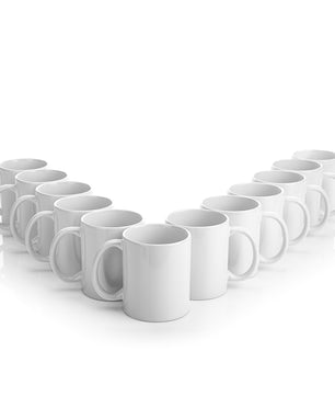 12 Stück große Kaffeebecher weiß 300ml aus hochwertigem Porzellan - Kaffeetasse weiß  6