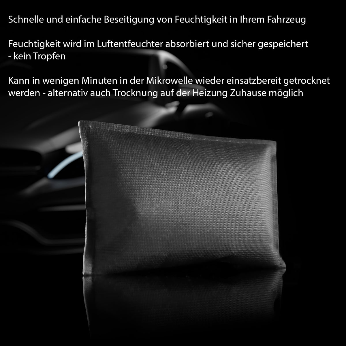 BigDean 2 Stück Luftentfeuchter Auto 2x 330g Auto Entfeuchter Kissen mit Granulat für beschlagene Autoscheiben - wiederverwendbar speichert die Feuchtigkeit ohne Tropfen - verhindert schlechte Gerüche image 4