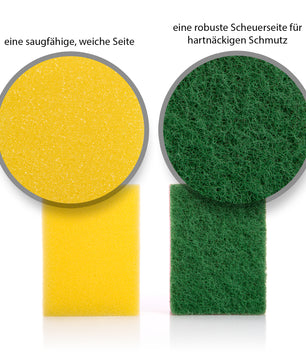 BigDean 100 Stück Schwämme Mehrfarbig für Küche & Haushalt– zweiseitigen Reinigungsschwamm – Topfschwamm, Spülschwamm, Putzschwamm wiederverwendbar – Made in Europa  4