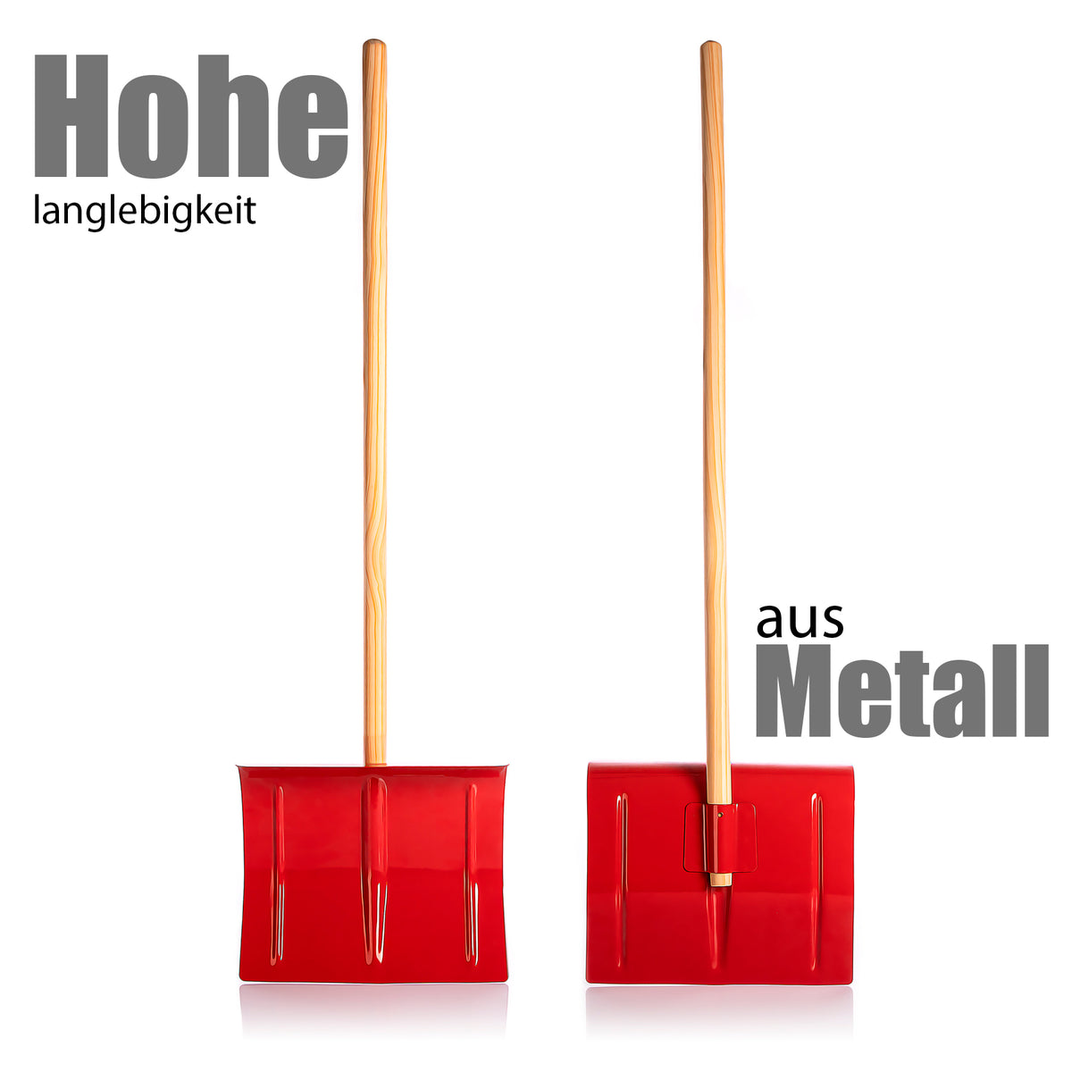 BigDean Schneeschaufel für Kinder in Rot 25,5 x 90 cm (BxH) – Schneeräumer klein aus Metall – sehr robuster Kinder Schneeschieber Schneeschippe – Made in Germany image 4