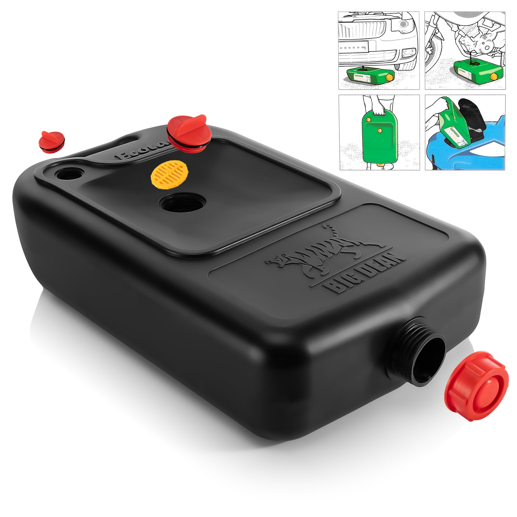 BigDean Ölwechselkanister in Schwarz 10 L Volumen – Ölbehälter mit Filtereinsatz – Ölwanne 4