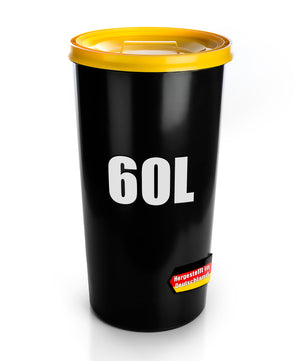 wetterfeste Universaltonne mit luftdicht verschließbarem Deckel in Gelb 60L