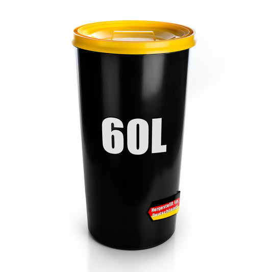 wetterfeste Universaltonne mit luftdicht verschließbarem Deckel in Gelb 60L
