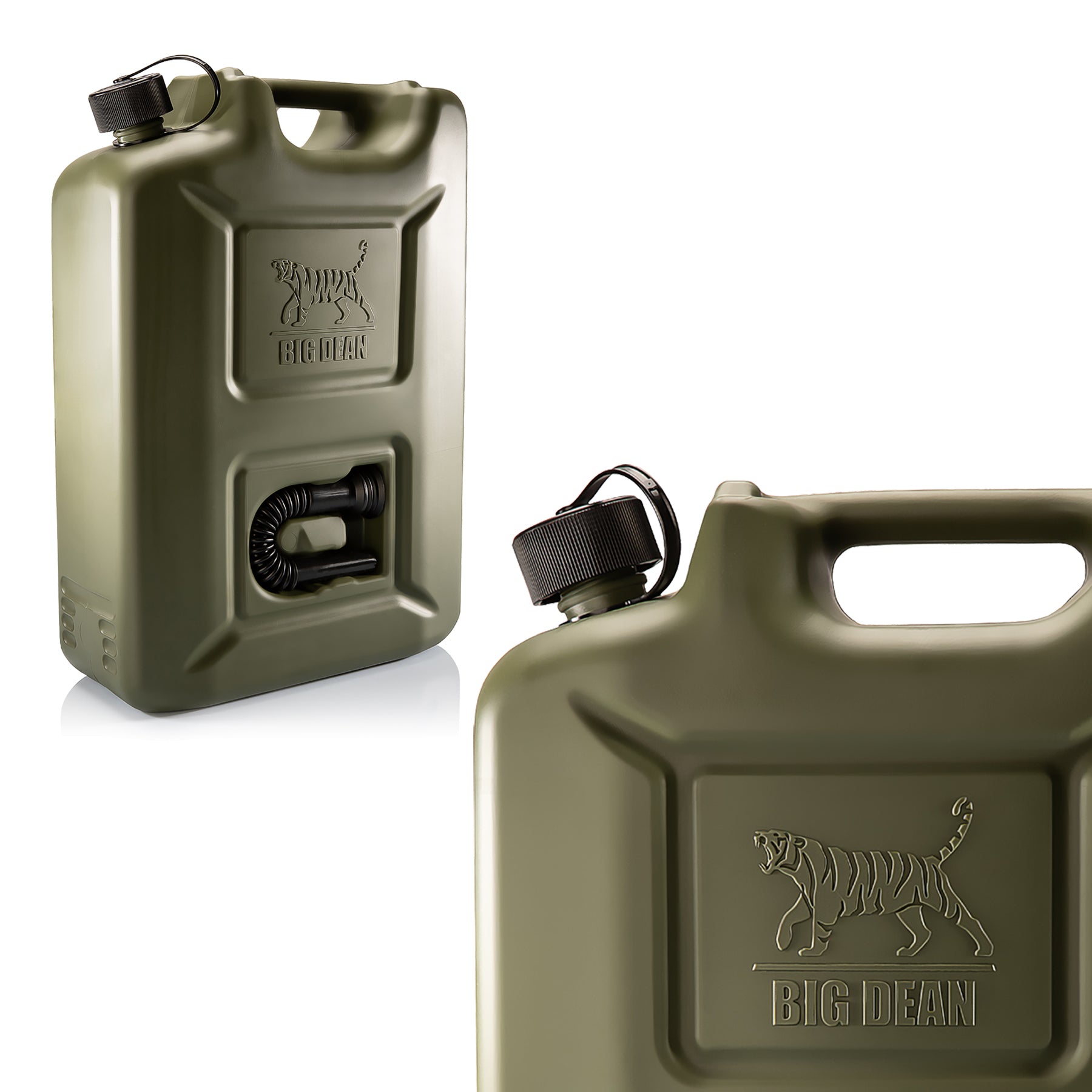 Benzinkanister 20L in Olivgrün mit flexiblem Ausgießer - Kraftstoffkanister