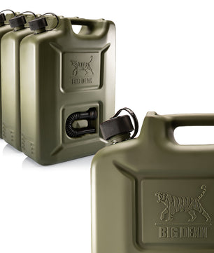 3 Stück Benzinkanister 20L in Olivgrün mit flexiblem Ausgießer - Kraftstoffkanister