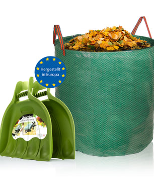 1 Paar Laubgreifer + Gartenabfallsack XXL 500L wasserdicht – hochwertiger Laubsammler