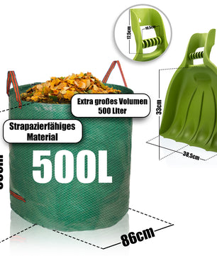 1 Paar Laubgreifer + Gartenabfallsack XXL 500L wasserdicht – hochwertiger Laubsammler 3