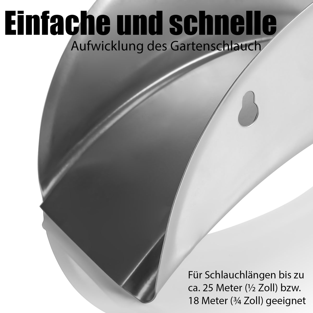 BigDean 3 Stück Gartenschlauchhalter aus Metall silber - robuster Schlauchhalter zur Wandmontage - ideal auch als Kabelhalter - für Schläuche mit ½ Zoll oder ¾ Zoll Durchmesser image 5