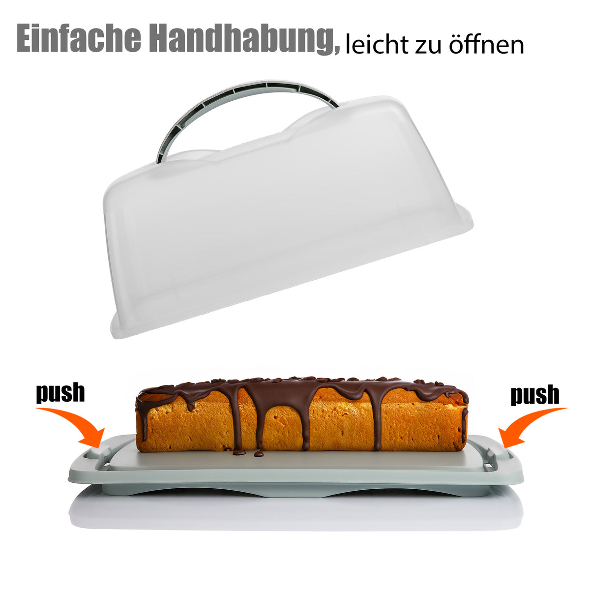 BigDean Kuchen Transportbox Rechteckig in Pastell Grün – mit Doppel Tragegriff für sicheren Transport von Kuchen & Muffins – Kuchenbehälter mit Klickverschluss – Kuchenplatte Made in Europa image 5