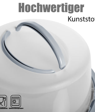 BigDean Kuchen Transportbox Rund in Pastell Grau – mit Doppel Tragegriff für sicheren Transport 2