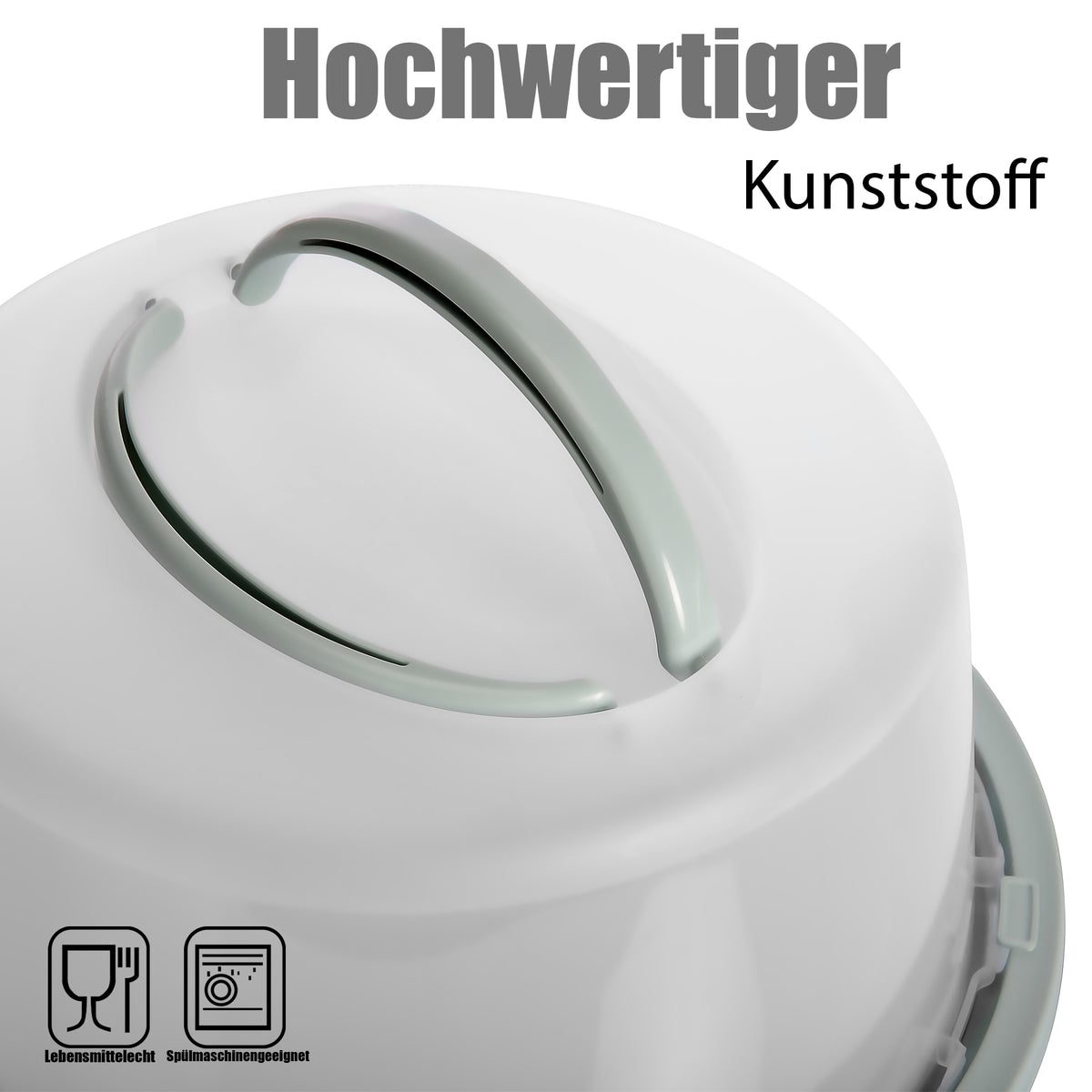BigDean Kuchen Transportbox Rund in Pastell Grün – mit Doppel Tragegriff für sicheren Transport von Torten, Kuchen & Muffins – Kuchenhaube mit Klickverschluss – Kuchencontainer Made in Europa image 2