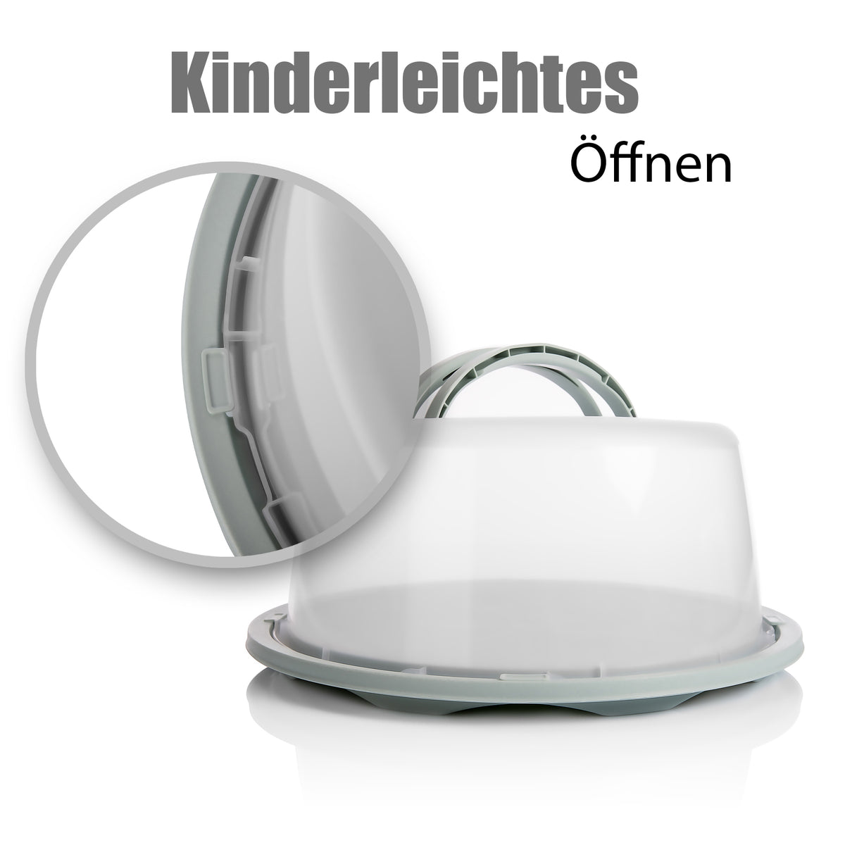 BigDean Kuchen Transportbox Rund in Pastell Grün – mit Doppel Tragegriff für sicheren Transport von Torten, Kuchen & Muffins – Kuchenhaube mit Klickverschluss – Kuchencontainer Made in Europa image 4