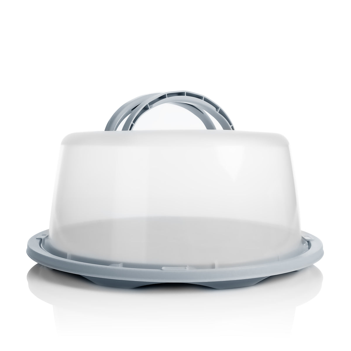 BigDean Kuchen Transportbox Rund in Pastell Grau – mit Doppel Tragegriff für sicheren Transport von Torten, Kuchen & Muffins – Kuchenhaube mit Klickverschluss – Kuchencontainer Made in Europa image 1