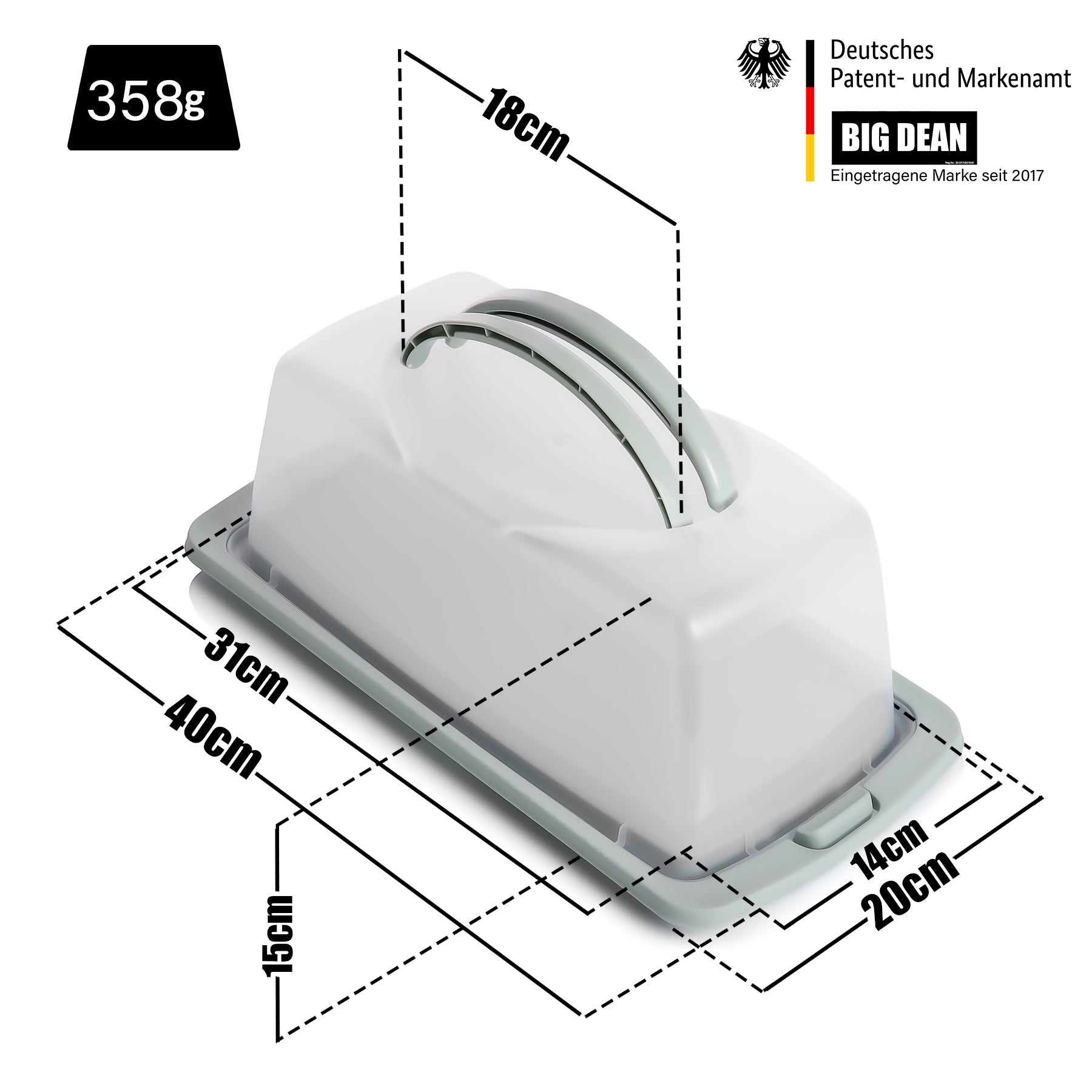 BigDean 2 Stück Kuchen Transportbox Set Rechteckig – mit Doppel Tragegriff für sicheren Transport 3