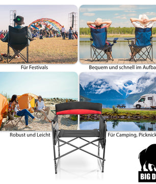 Komfort Campingstuhl in schwarz mit praktischem Klapptisch inkl. Getränkehalter – Camping Sessel 4