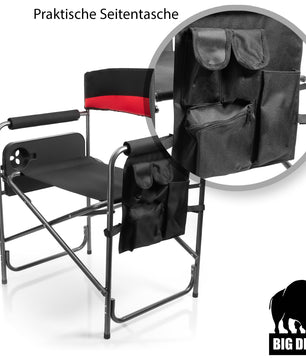 Komfort Campingstuhl in schwarz mit praktischem Klapptisch inkl. Getränkehalter – Camping Sessel 6
