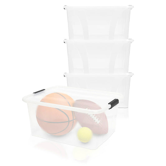 BigDean 3er Set Aufbewahrungsbox mit Deckel transparent - 32L + Clipverschluss - Stapelbox Ordnungsbox Clipbox Lagerbox Box mit Deckel Storage Boxes - Klarsichtbox mit Deckel – stapelbar 